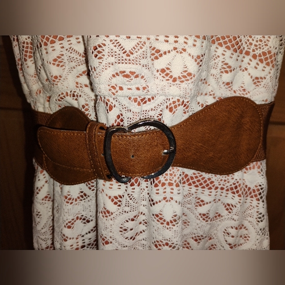 Maurices Cream and tangerine/Brown Lace Dress Women's XL - Picture 3 of 4